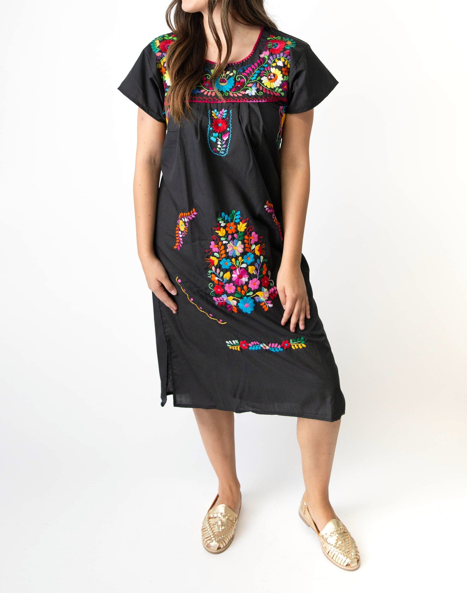 Mexican Dress Puebla with Solid Embroidery | For women Sizes S-3XL